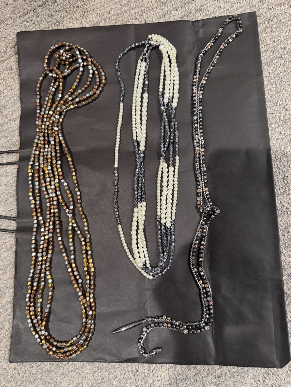 3 Multi-Strand Beaded Necklaces one price